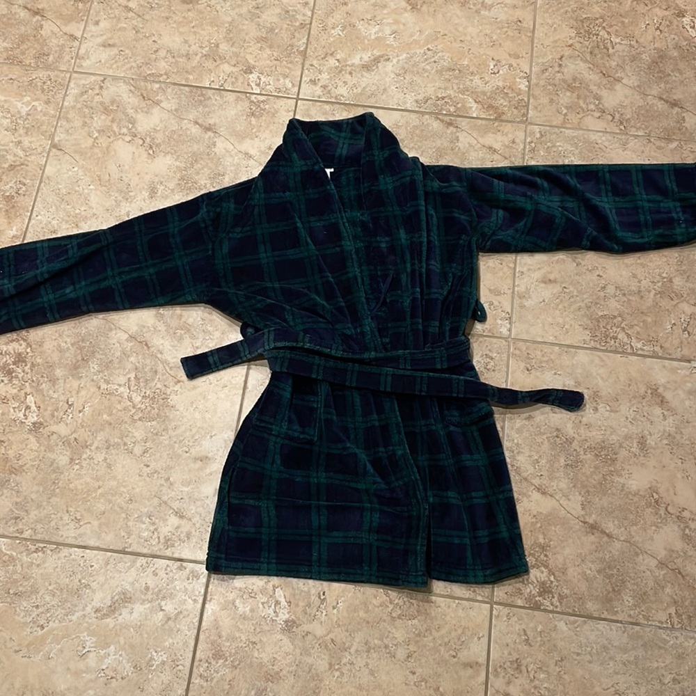 Men’s Green/Blue Plaid Bathrobe